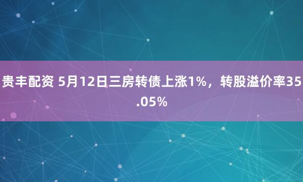 贵丰配资 5月12日三房转债上涨1%，转股溢价率35.05%