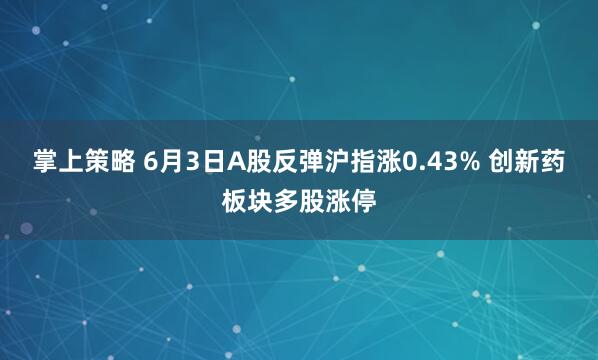 掌上策略 6月3日A股反弹沪指涨0.43% 创新药板块多股涨停